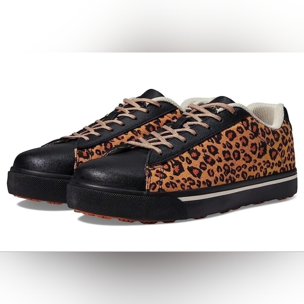 Rocky SR Casuals Women's Brown Leopard Print Comp Toe Work Shoes 7.5 NIB